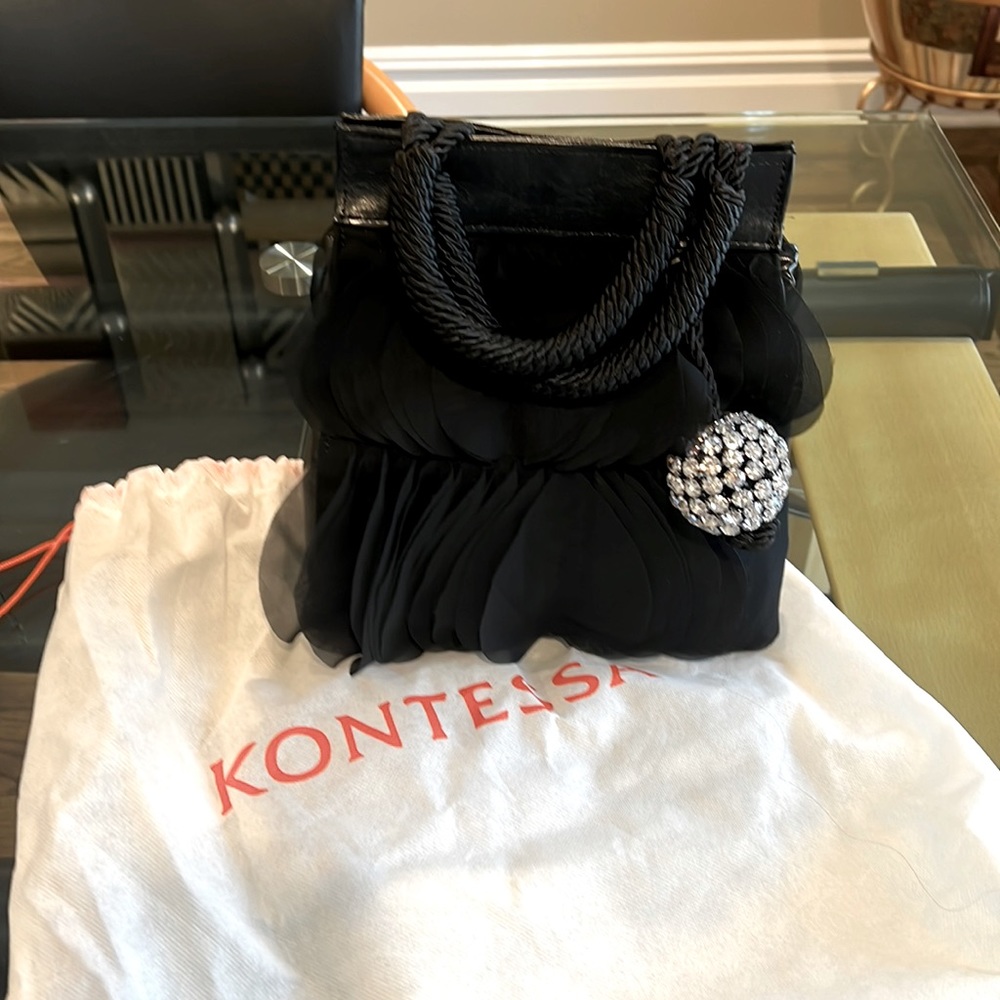 KONTESSA MADE IN ITALY EVENING BAG WITH CRYSTAL BALL